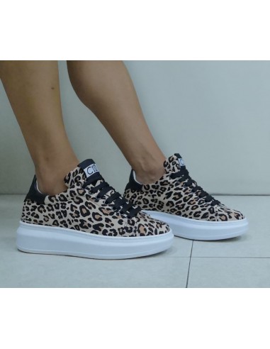 Sneakers donna animalier fondo alto...