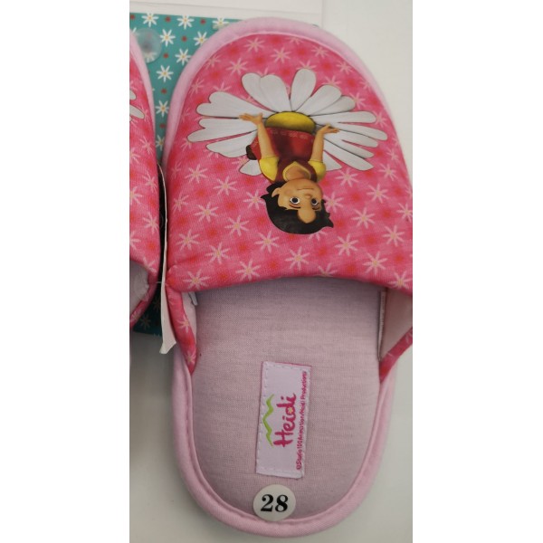 Ciabatte bambina in cotone rosa con stampa Heidi