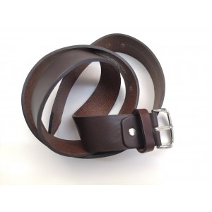 Cintura in vera pelle made in Italy senza cuciture fibbia in acciaio colore marrone 2