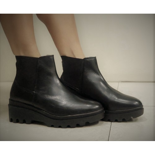 Tronchetto donna Beatles nero con zeppa