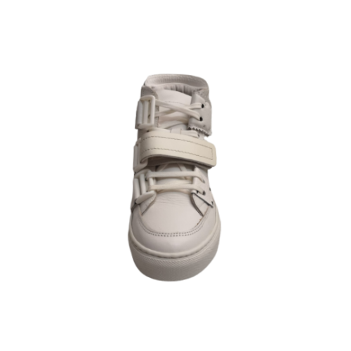 Sneakers alta pelle bianca allacciata...