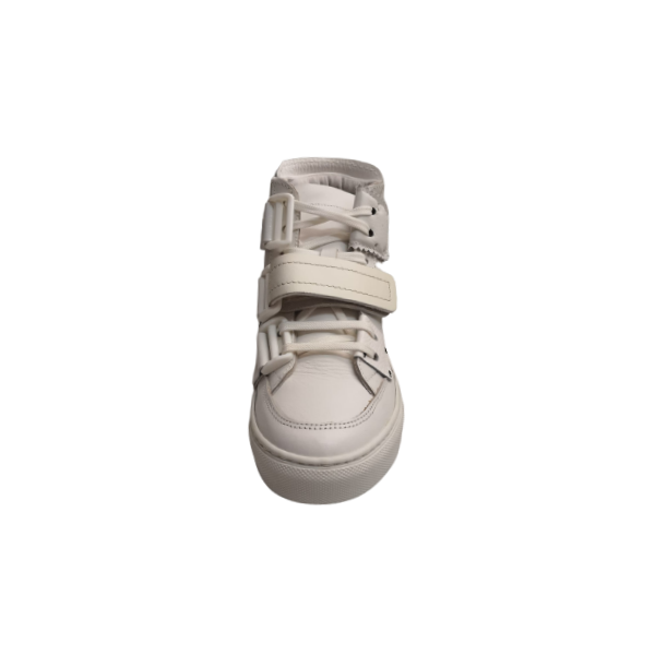 Sneakers alta pelle bianca allacciata plantare estraibile