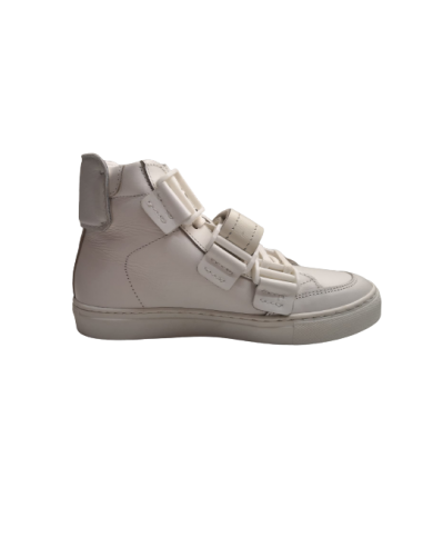 Sneakers alta pelle bianca allacciata...