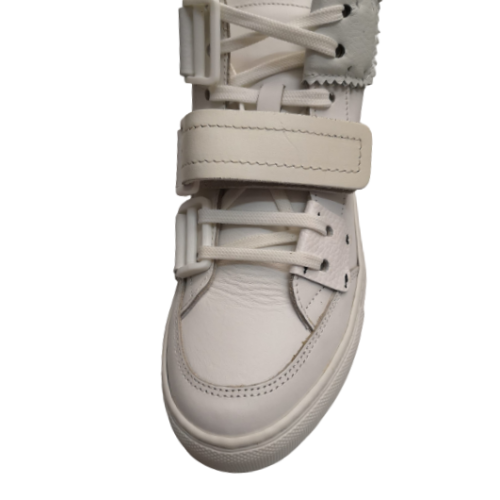 Sneakers alta pelle bianca allacciata...