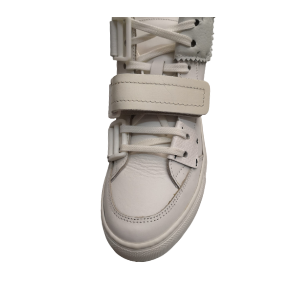 Sneakers alta pelle bianca allacciata plantare estraibile