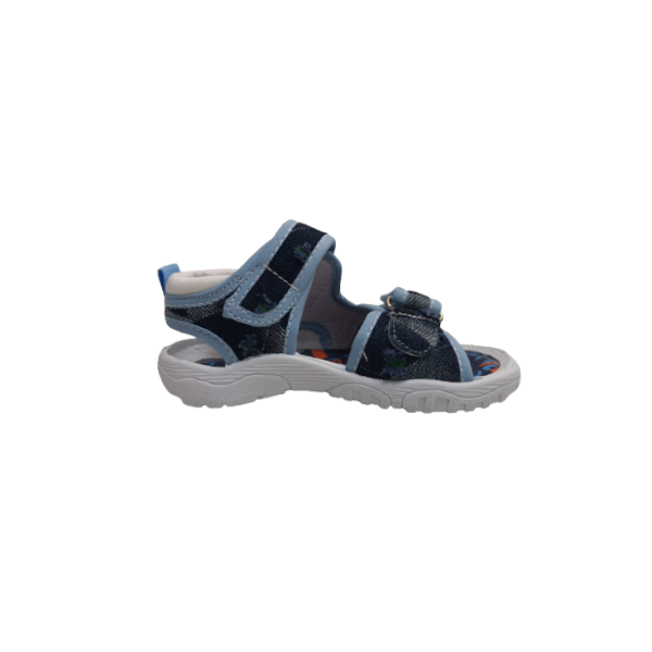 Sandaletti bambino jeans con velcro in fresco tessuto