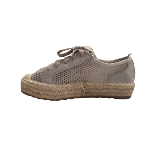 Sneakers donna estive con zeppa in corda - modello campesina allacciata grigia