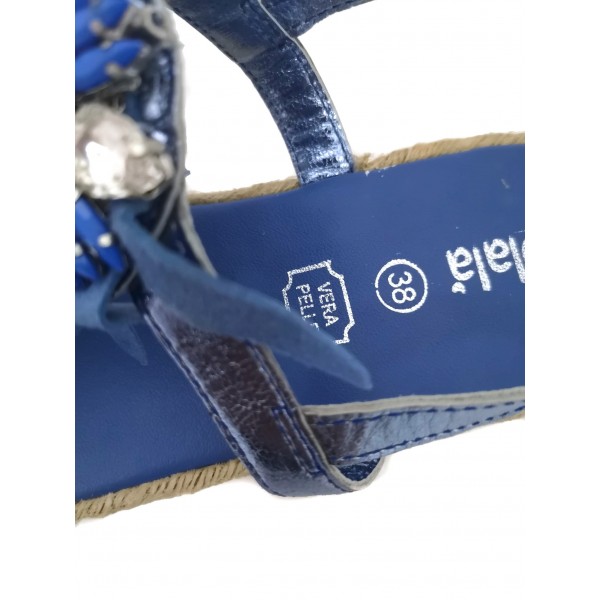 Infradito donna azzurro gioiello fondo con corda