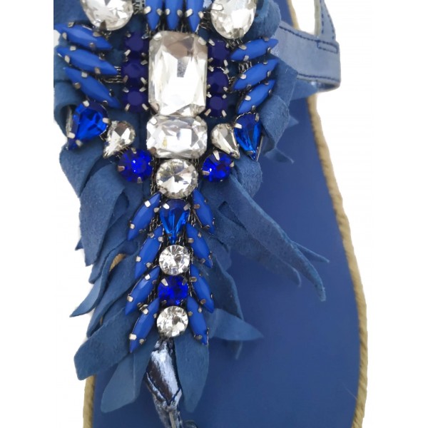 Infradito donna azzurro gioiello fondo con corda