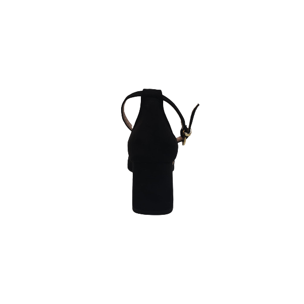 Décolleté nero aperto ai lati con cinturino alla caviglia