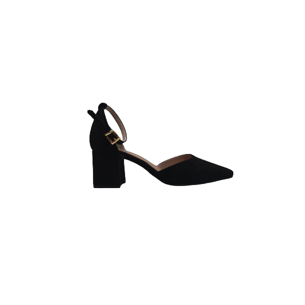 Décolleté nero aperto ai lati con cinturino alla caviglia