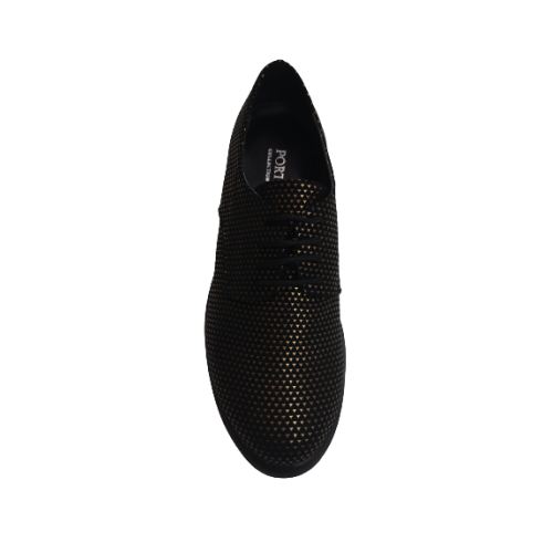 Scarpe donna nere con inserti dorati...