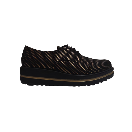 Scarpe donna nere con inserti dorati...