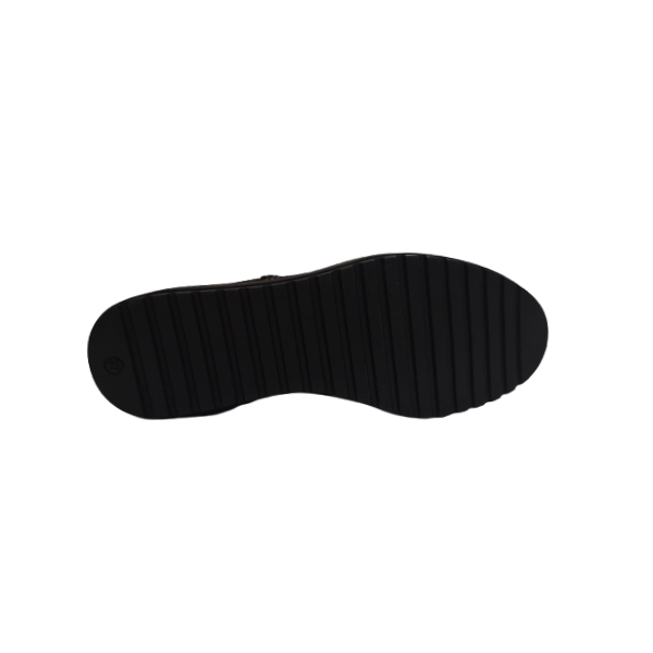 Scarpe donna nere con inserti dorati lacci e fondo alto