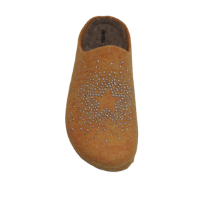 Ciabatte tirolesi basse ragazze di feltro arancio con decori calde e stilose 2