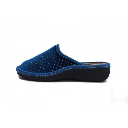 Ciabatte casa donna invernali velluto blu chic eleganti con tacchi e glitter idee regalo