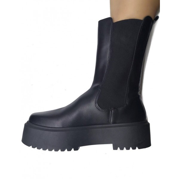 Anfibio nero donna con zeppa da infilare