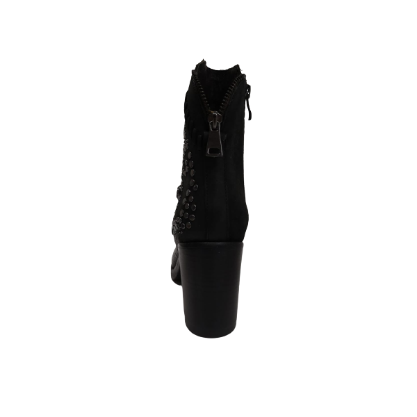 Stivaletti camperos donna con borchie vera pelle nero