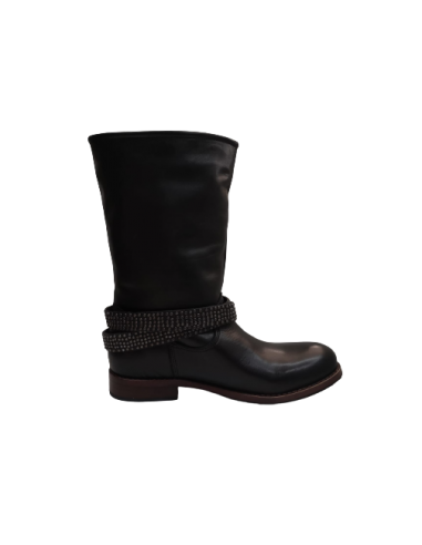 Stivale nero donna basso vera pelle