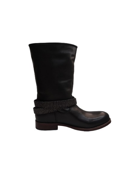 Stivale nero donna basso vera pelle