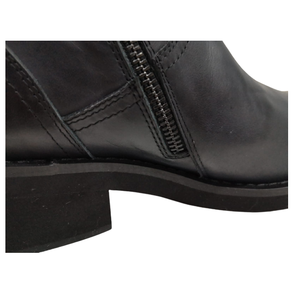 Stivali anfibi donna vera pelle nero con lacci