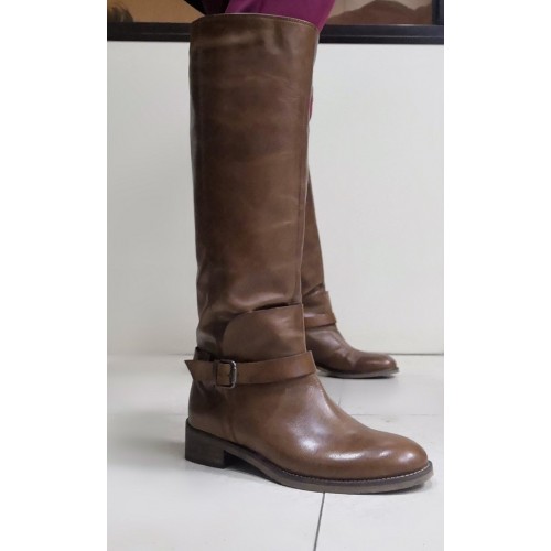 Stivali cuoio donna alti con tacco...