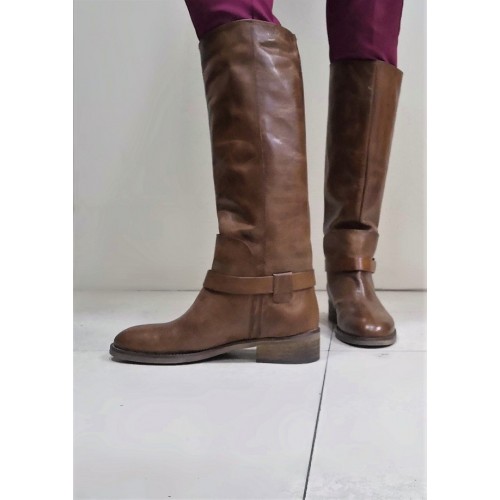 Stivali cuoio donna alti con tacco...