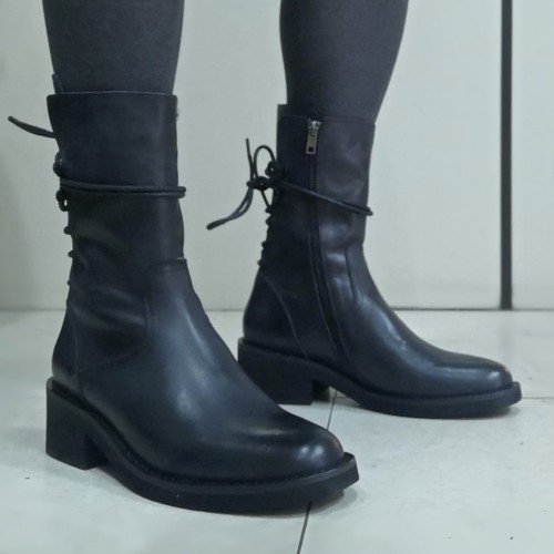 Stivali anfibi donna vera pelle nero...