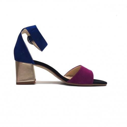 Sandali fucsia camoscio tacco doppio...