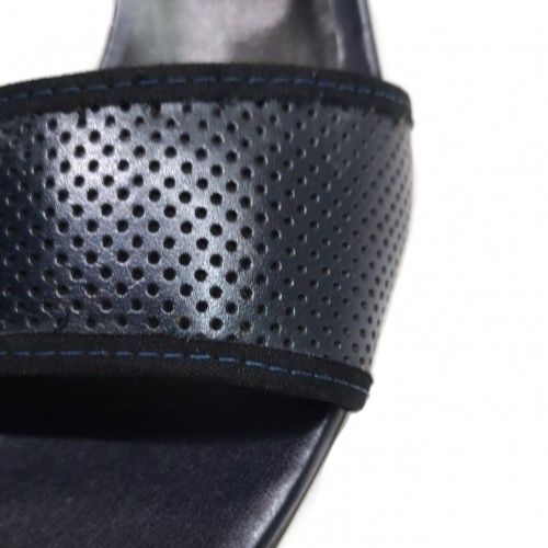 Sandalo donna blu con cinturino tacco...