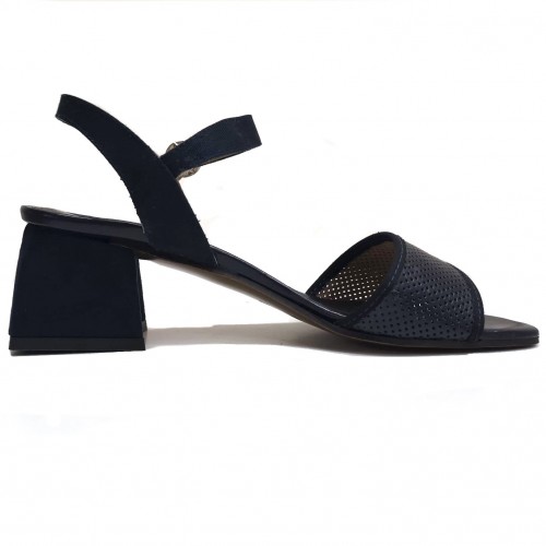 Sandalo donna blu con cinturino tacco...