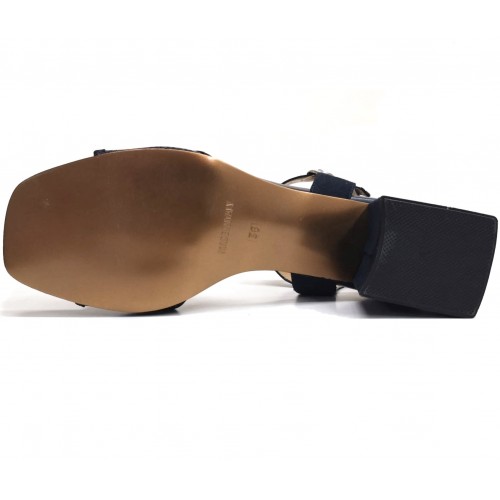 Sandalo donna blu con cinturino tacco...