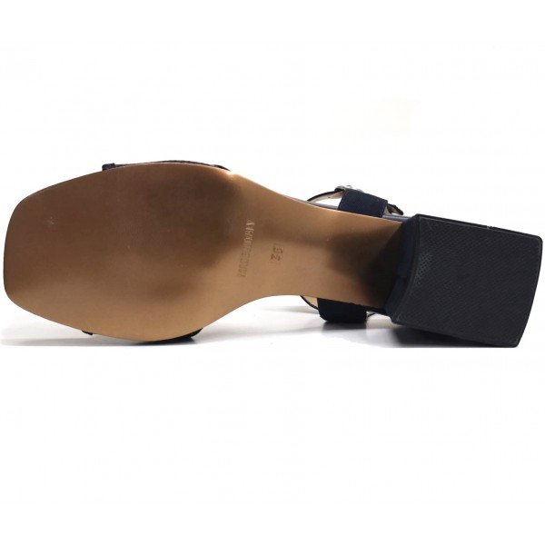 Sandalo donna blu con cinturino tacco largo 5 cm