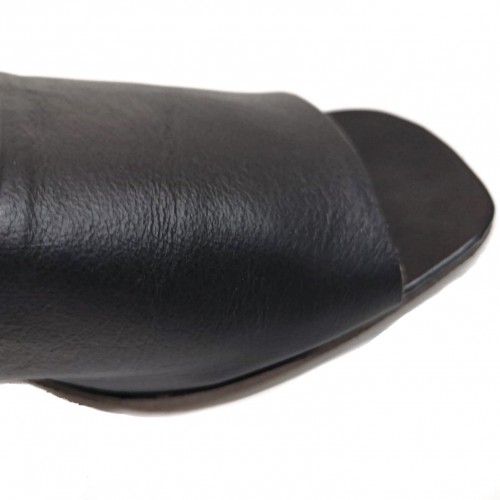 Sabot donna nero pelle tacco 5 Made...