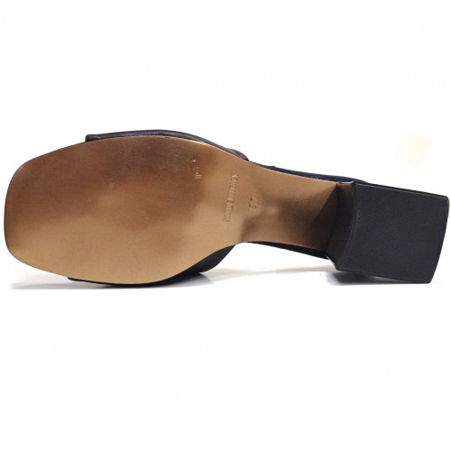 Sabot donna nero pelle tacco 5 Made...