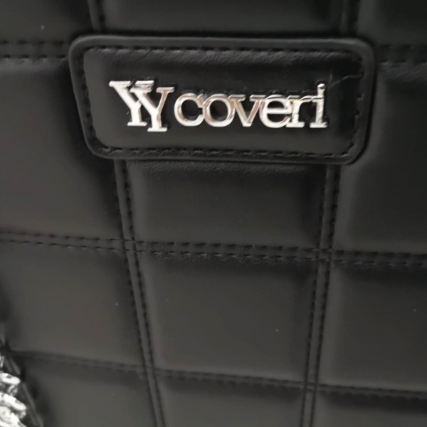 Borsa a spalla nera YY Coveri con borchie di metallo