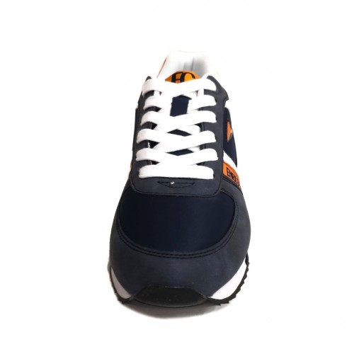 Sneakers uomo blu con inserti arancio...