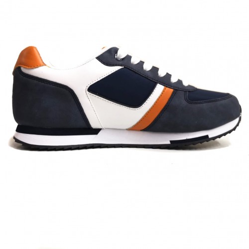 Sneakers uomo blu con inserti arancio...