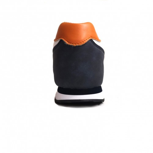 Sneakers uomo blu con inserti arancio...