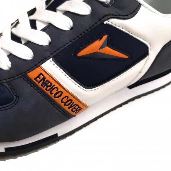 Sneakers uomo blu con inserti arancio Coveri