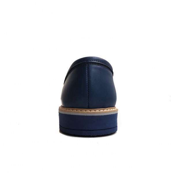 Mocassini blu jeans uomo vera pelle Made in Italy