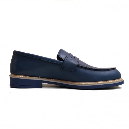 Mocassini blu jeans uomo vera pelle...