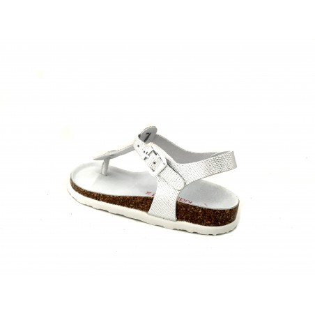 Bio Natura 1007 infradito pelle argento e platino