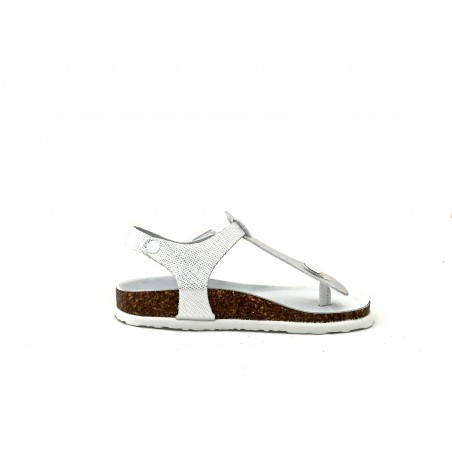Bio Natura 1007 infradito pelle argento e platino