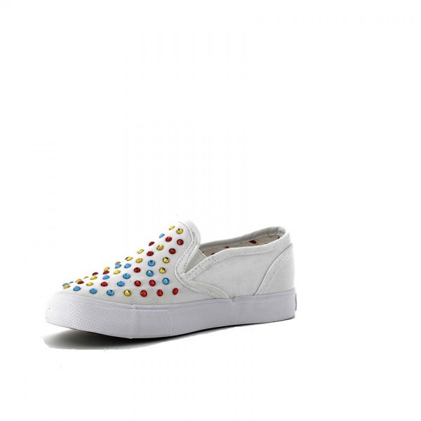 Mocassino leggero bianco con strass