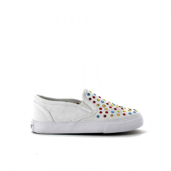Mocassino leggero bianco con strass