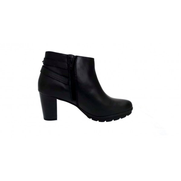 Tronchetto donna nero vera pelle tacco alto made in Italy