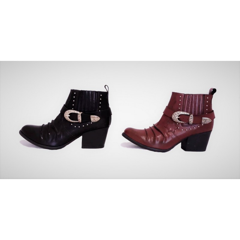 Camperos basso donna in pelle nero