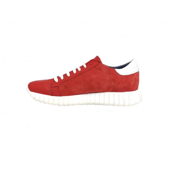 Sneaker rossa fondo bianco vera pelle