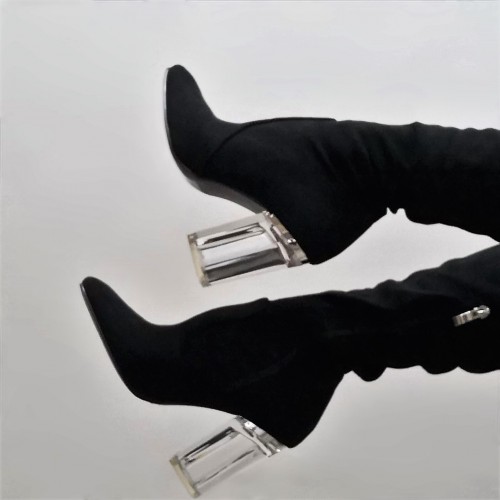 Stivale donna lungo gamba nero tacco...